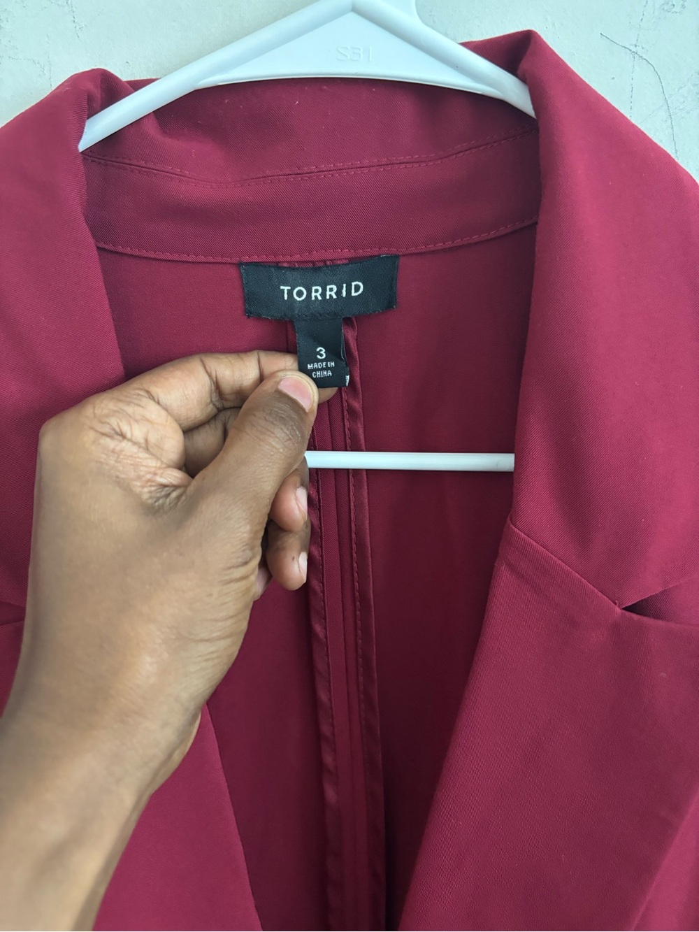 Torrid Blazer Burgundy 3X Grunge Carrier Open Front Button Minimalist Office - Picture 4 of 7